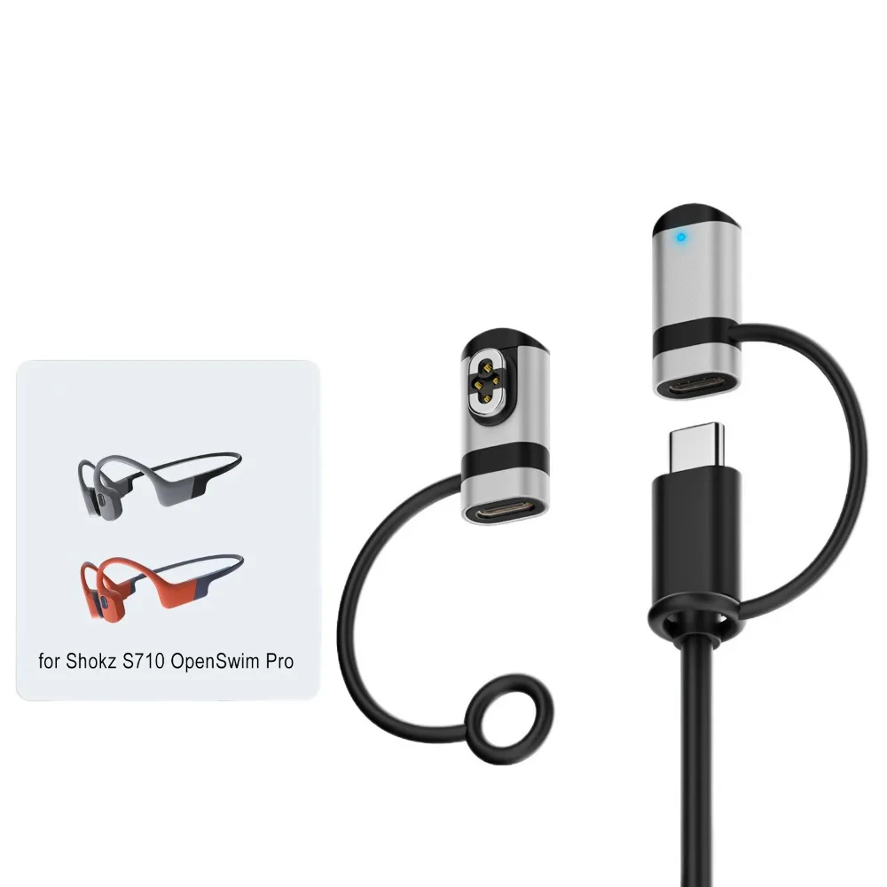 Bone Conduction Headphone Type-C Magnetic Charging Adapter with LED Indicator and Anti-Loss Features