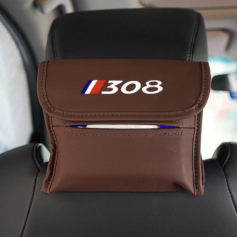거치대 가죽 자동차 센터 콘솔 팔걸이 냅킨 박스, 선 바이저 뒷좌석 티슈 케이스, 푸조 308 액세서리 