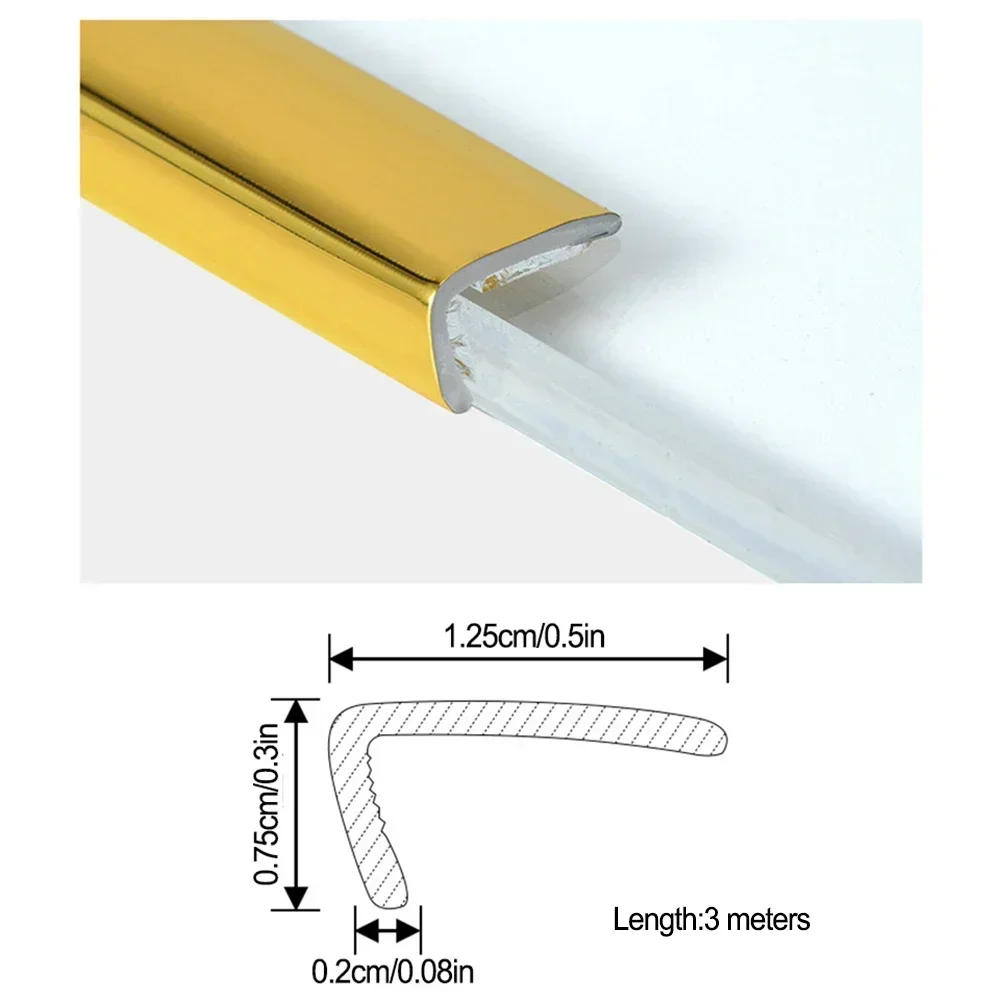 PVC 자체 접착 장식 스트립 12.5mm 너비 7.5mm 높이 3 미터 길이 캐비닛 도어 테이블 코너 창 벽 코너