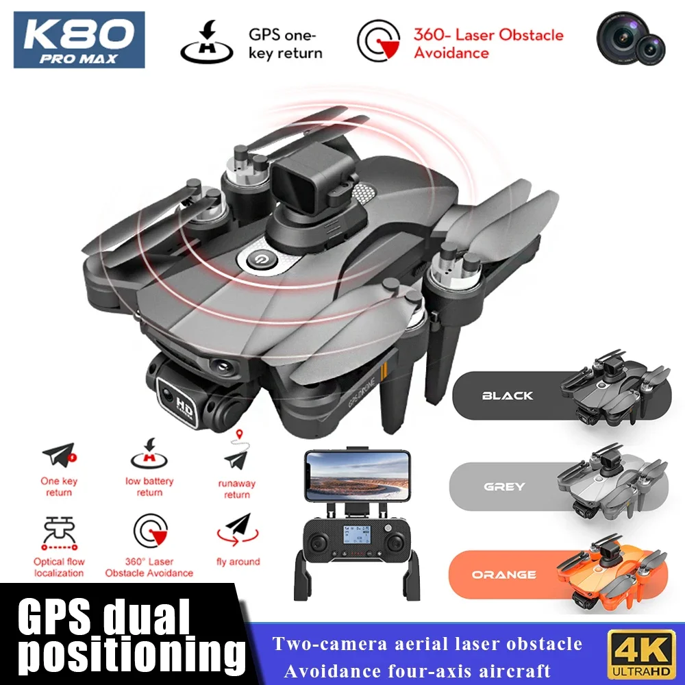 

K80 Drone with Camera 360° Obstacle Avoidance Professional Aerial Photography Helicopter 4K Dual ESC Camera Quadcopter Dron Toys