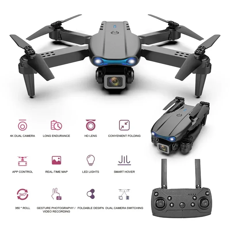 

Mini Drone E99 Pro Three-Sided Obstacle Avoidance Fixed Height Professional Foldable RC Quadcopter HD Camera WIFI FPV Dron