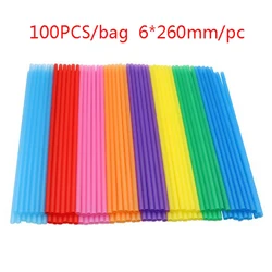 100 Pieces 6*260mm Plastic Straws Drink Juice Straws Children's DIY Handmade Flat Mouth Straight Tube Straws
