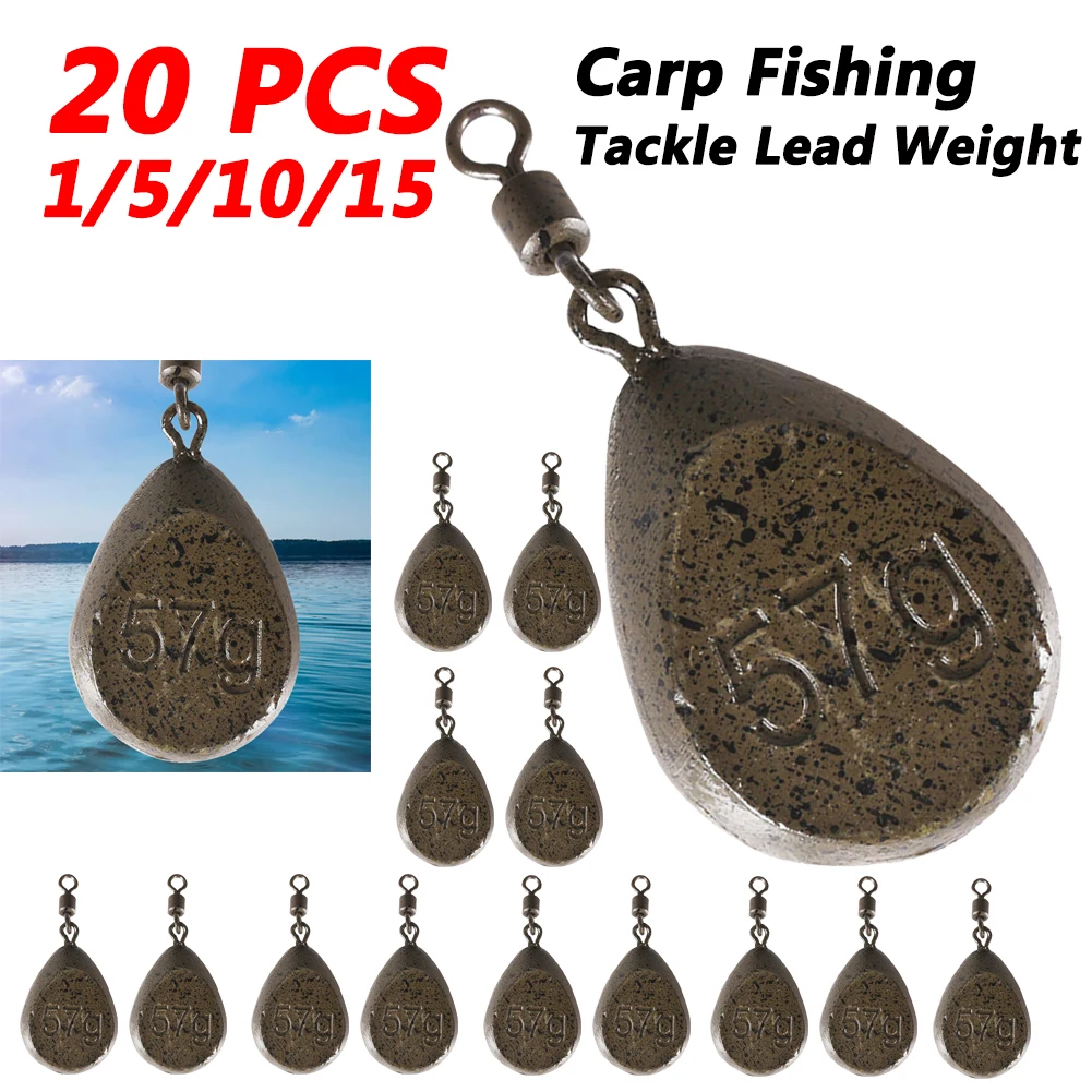 1pcs Carp Fishing Tackle Flat Pear Swivel Lead Weights Carp Lead Weight