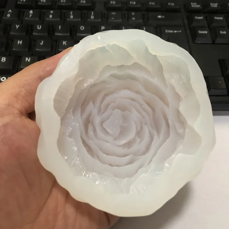 Stampo in silicone 3D, motivo floreale, peonia, 3 camere, in silicone, per candele, sapone, cera, gesso, resina, fiori, candela, rosa, garofano