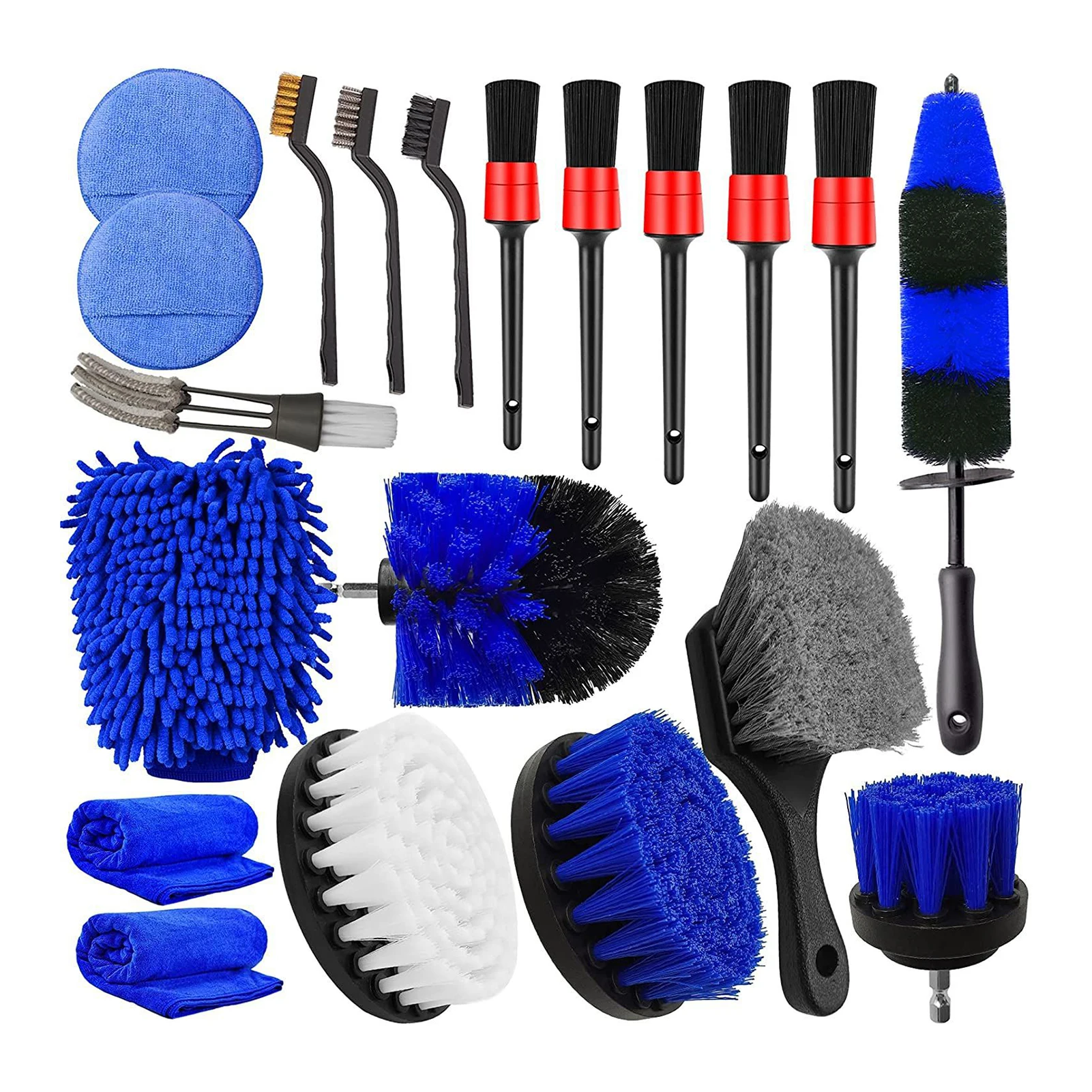 

20 Pcs Car Detailing Kit Long Soft Tire Brush Professional Car Wash Kit for Cleaning Dirty Tires Releases Dirt and Road Grime