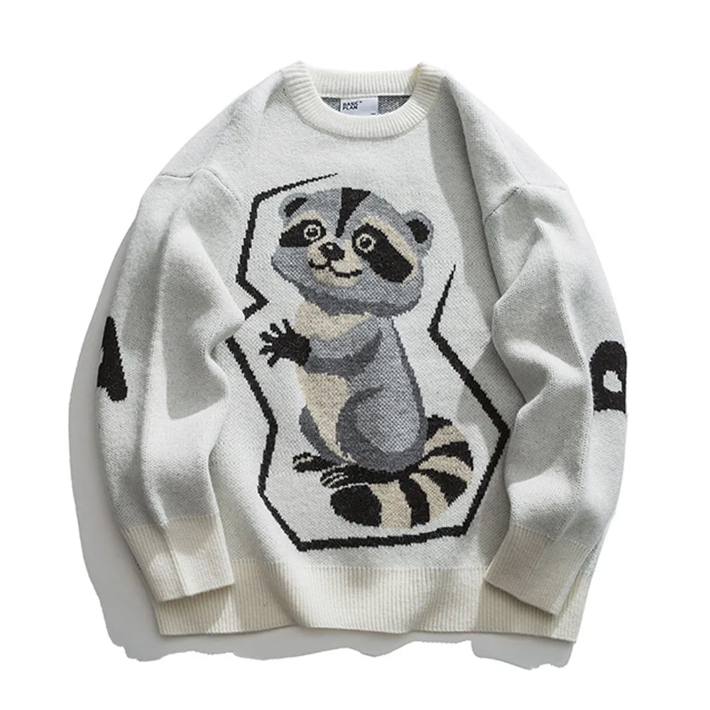 Men's Y2K Knit Knitwear Sweater Cartoon Pullovers Tops Blouse Couple Korean Winter Autumn Clothes Men Women Sweatshirts