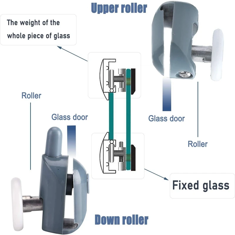 Bottom Single Rollers Glass Door Roller Wheels Runners Pulley Roller Shower Replacement Rolls Sliding Door Wheels 8PCS