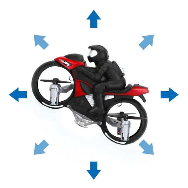 2.4GHz RC Motorcycle 2 In 1 Land Air Flying Motos Drone Toys With 360 Degree Rotation Drift Electric Motorcycle For Children 6
