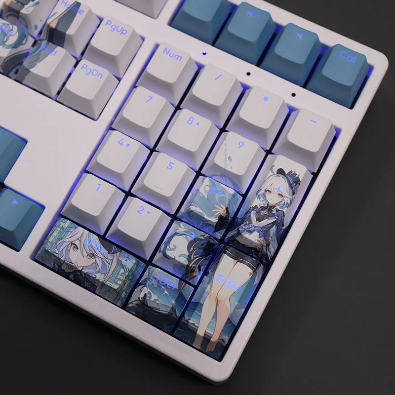 Chaves Conjunto Focais de Impacto Genshin Keycap Pbt Tintura Subbed Backlit Keycaps Anime Gaming Key Caps para Ansi 61 87 104 108 Layout 108 - Imagem 2