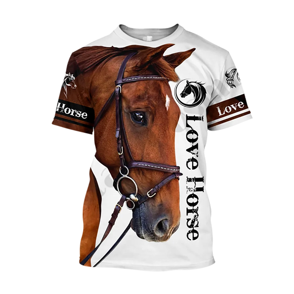3DPrintedHorseShirtUnisexFashionMensTshirtLargeLooseRound