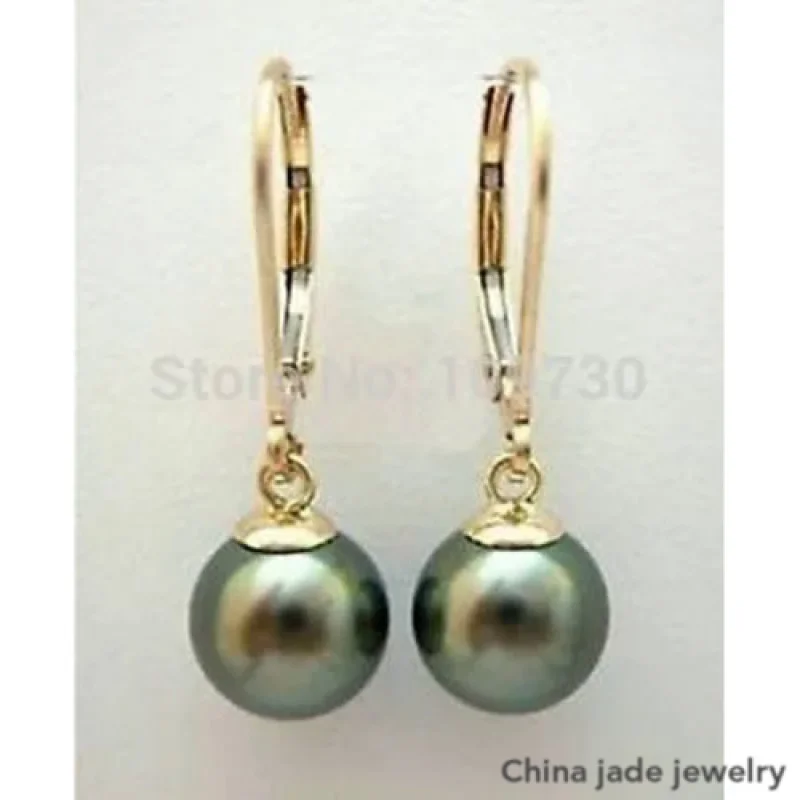 

natural southsea saltwater BLACK SHELL PEARL earring 10MM