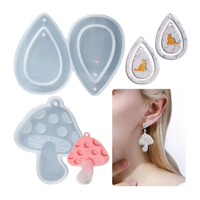 Mushroom Earring Mold Silicone Set With Hooks & Jump Rings - Epoxy Resin Jewelry Making Kit