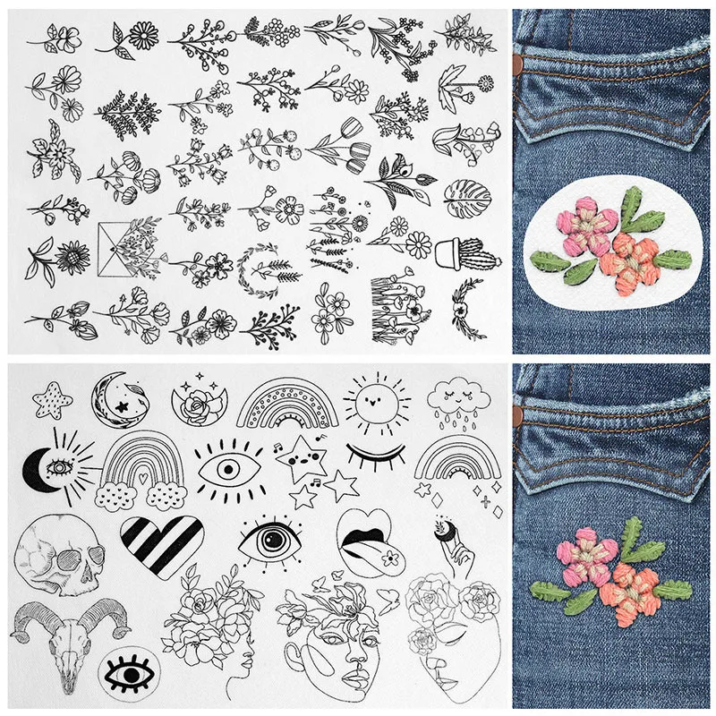 Water-soluble embroidery sewing material package, various patterns, embroidery cloth stickers, handmade DIY material
