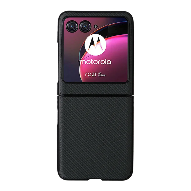 Luxurious Carbon Fiber Slim PU Leather Phone Case - Premium Book Cover for Motorola Razr 40 Ultra