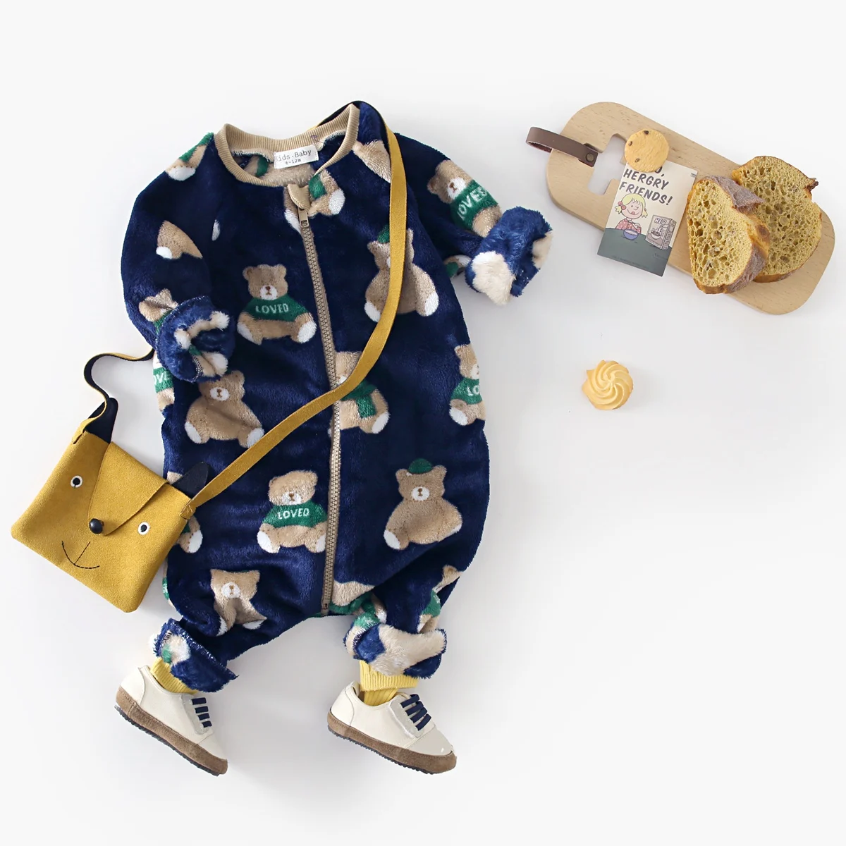 Winter Fleece Infants Thickened Long Sleeve Jumpsuits Warm Animals Baby Rompers Clothing Cute Bear 3