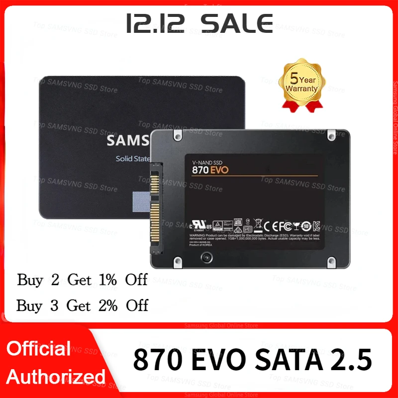 

SAMSVNG SSD 870 EVO 500GB 250GB 1TB Internal Solid State Disk HDD Hard Drive SATA 2.5 250GB 4TB 2TB 1TB Inch Desktop PC Laptop