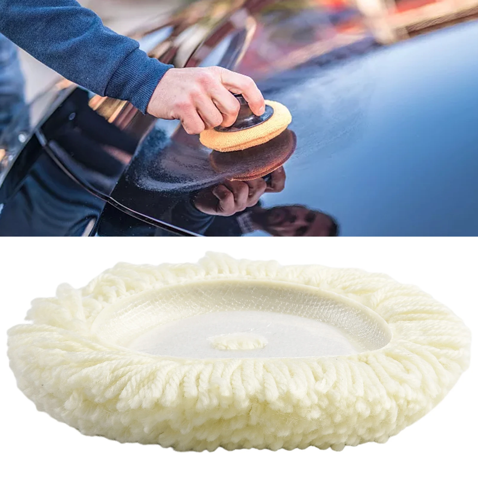 7 Inch 100% Wool Polishing Pad Double Sided 180mm Hook & Loop For Compound Cutting & Buffing Auto Marine Trucks Car Repair Tools