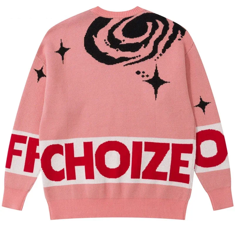 Aelfric Eden Knitted Graphic Letter Patchwork Jumper Hip Hop Galaxy Star Sweater Harajuku Streetwear Men Loose Pullover Knitwear