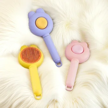 Pet Hair Remover Comb Manual Grooming Brush for Cats And Dogs One-Button Pet Dehairing Tool Massage Comb Pet Care Supplies