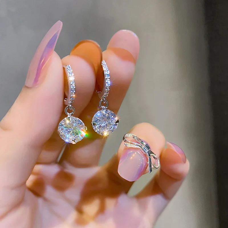 Drop Earrings New Fashion Exquisite Love Heart Pendant Zircon Earrings Luxury Drop Earring for Women Girl Jewelry Trendy Ear Accessory dangle earrings drop earrings pendant earrings