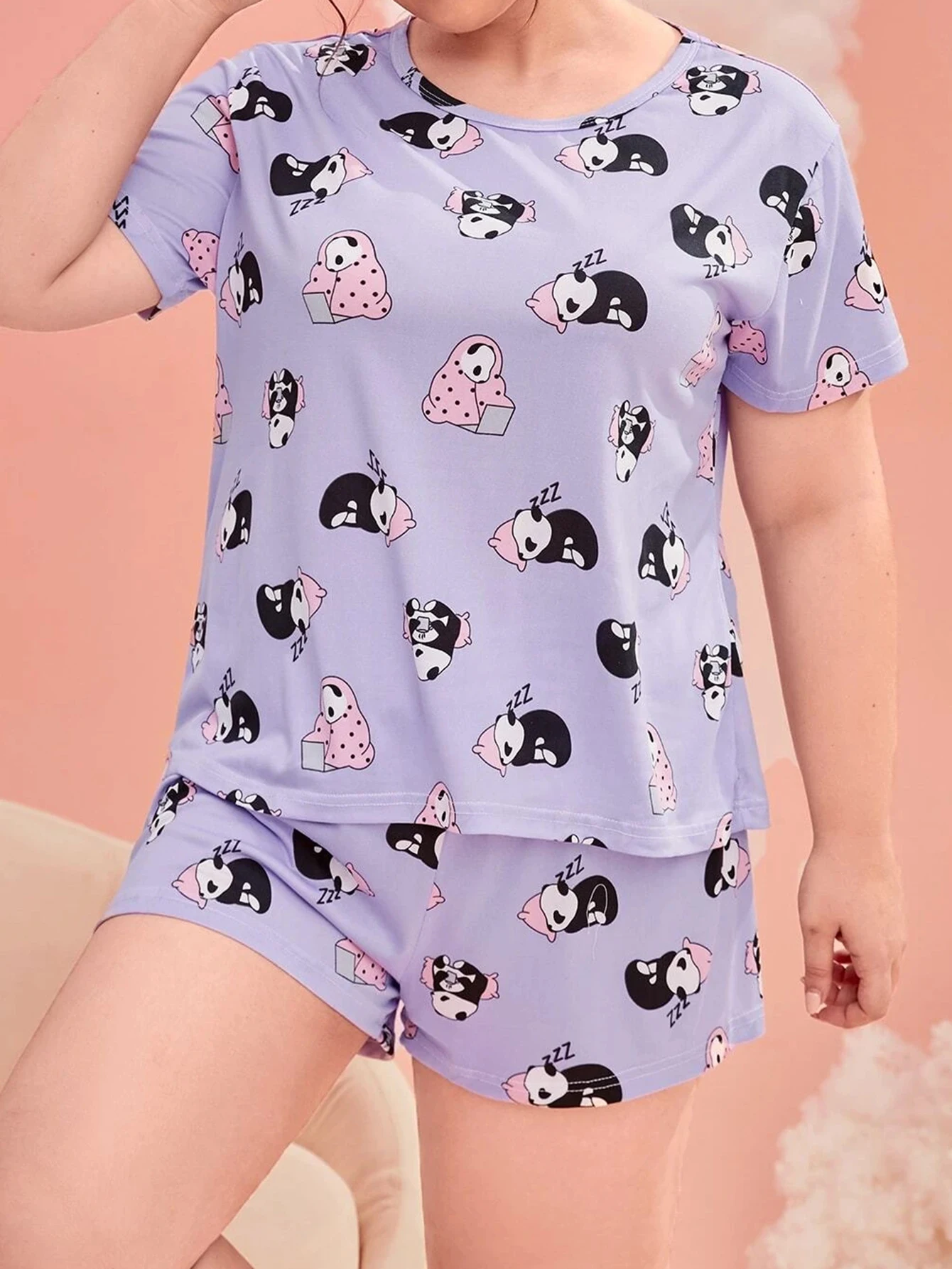 

Short sleeved pants set, home clothing set, sleeping clothes set, 1XL-5XL, various sizes, cute panda pattern