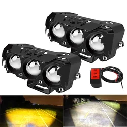 3 Lens Super bright light motorcycle Headlights led Lens spotlight Moto Fog lamp motorcycle High low beams Work light Scooters