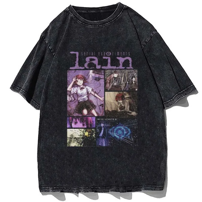 

Anime Serial Experiments Lain T-shirt Iwakura Weeb Girl Sci Fi Manga Print T Shirts Men Women Summer Cotton Oversized Tshirt