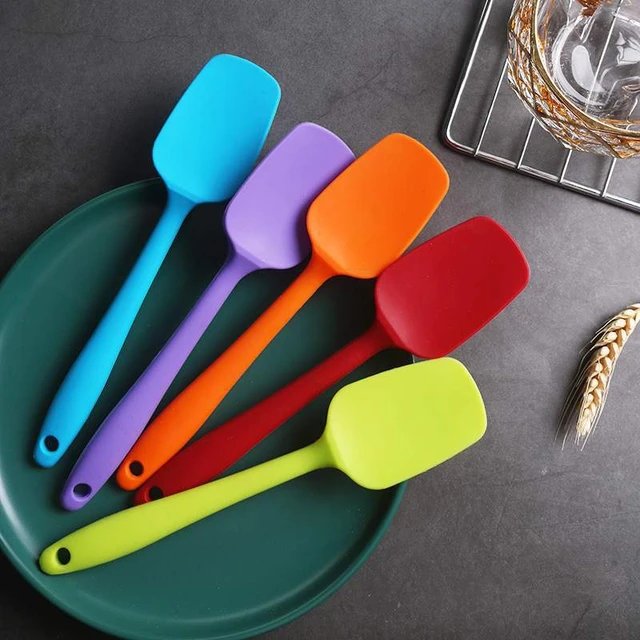 4 Set Silicone Mini Spoon Spatula 2 in1 Non Stick Heat Resistant Scraper Kitchen