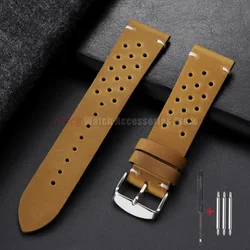 Handcrafted Perforated Cowhide Leather Watch Strap - Breathable and Stylish Wristband - 18mm (LBN - SV)