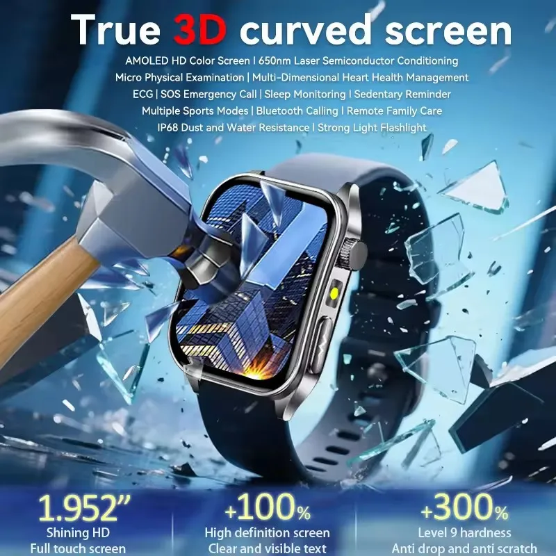 2026 New AI Science Diagosis ECG Health Smart Watch Men Blood Pressure Lipid Uric Acid Laser Therapy Health smart bracelet Men 2