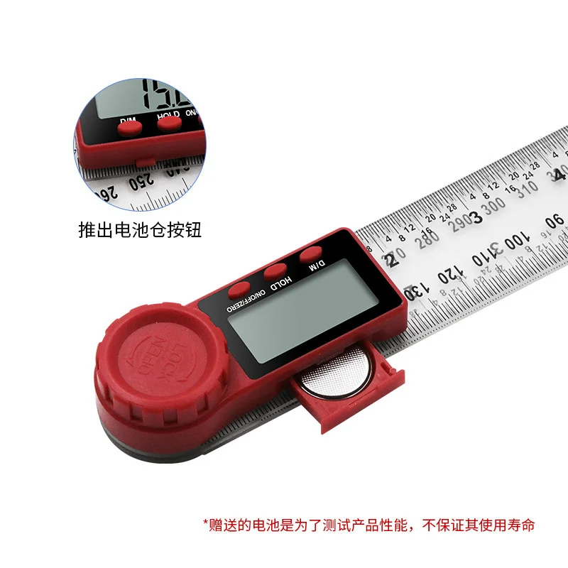 50pcs Transparent Digital Display Angle Ruler 2 in 1 Protractor Caliper Digital Display Caliper Traveling Leveling Ruler