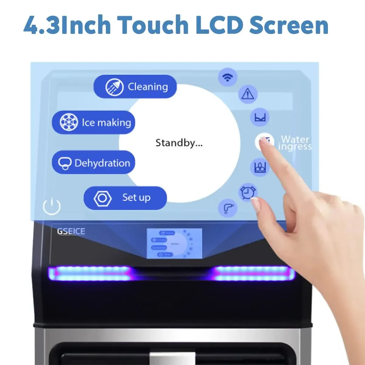 Ice Maker Machine, 150LBS/24H with 45 Pounds Storage Bin - 4.3 inch Touch Screen, 304 Stainless Steel Ice Making Mach 3