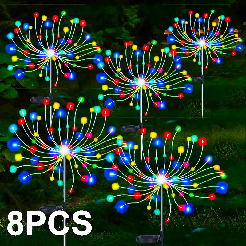 Solar Firework Lights Outdoor Garden LED Waterproof Multicolored Solar Lamp For Patio Lawn Yard Balcony Pathway Light Decor
