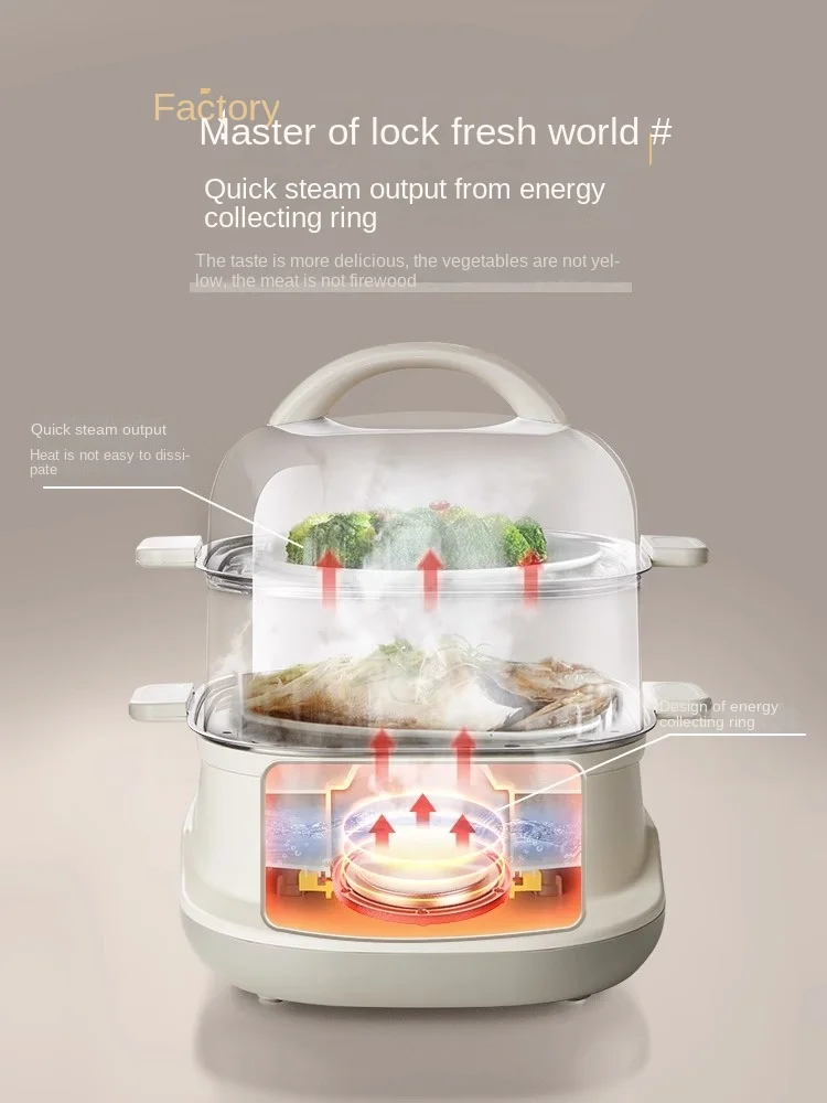 Electric steamer multi-function timer stainless steel small quick steaming double layer large capacity breakfast machine 5