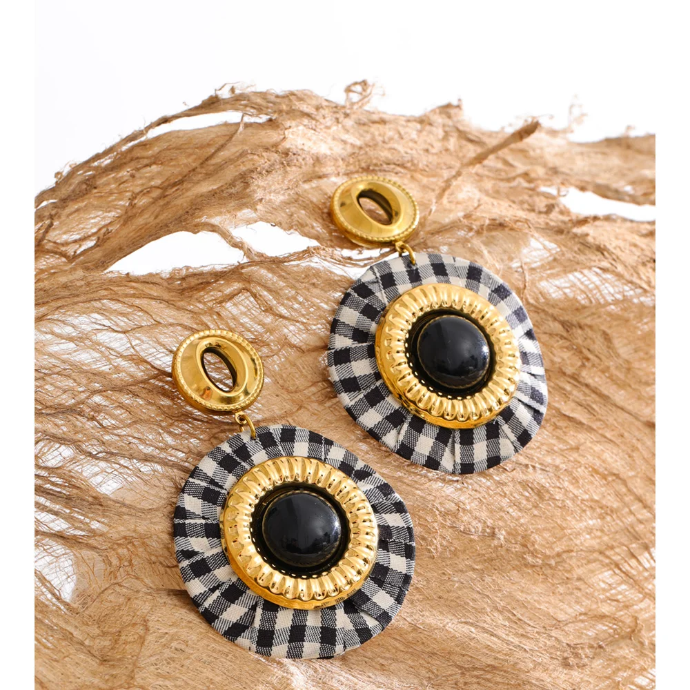 Yhpup Handmade Round Drop Earrings Stainless Steel Accessories