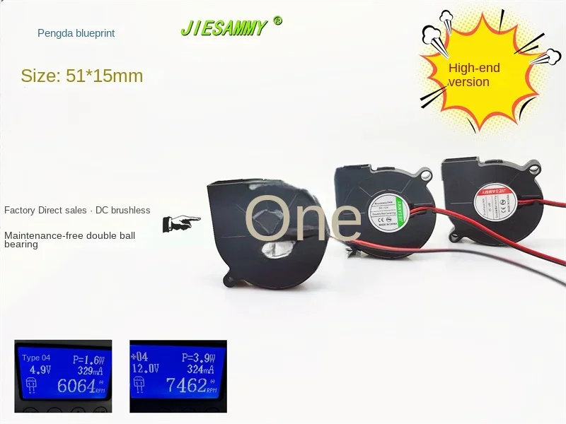 JIESAMMY Double Ball 5015 High Speed 24V 12V 5V Turboblower 5CM Humidifier Cooling Fan50*50*15MM