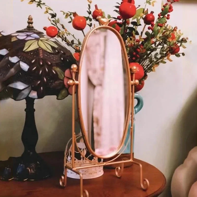 

Holder Glass Mirror Oval Desk Makeup Vintage Bedroom Aesthetic Big Gold Mirror Shower Espejos Decorativos De Pared Home Decor