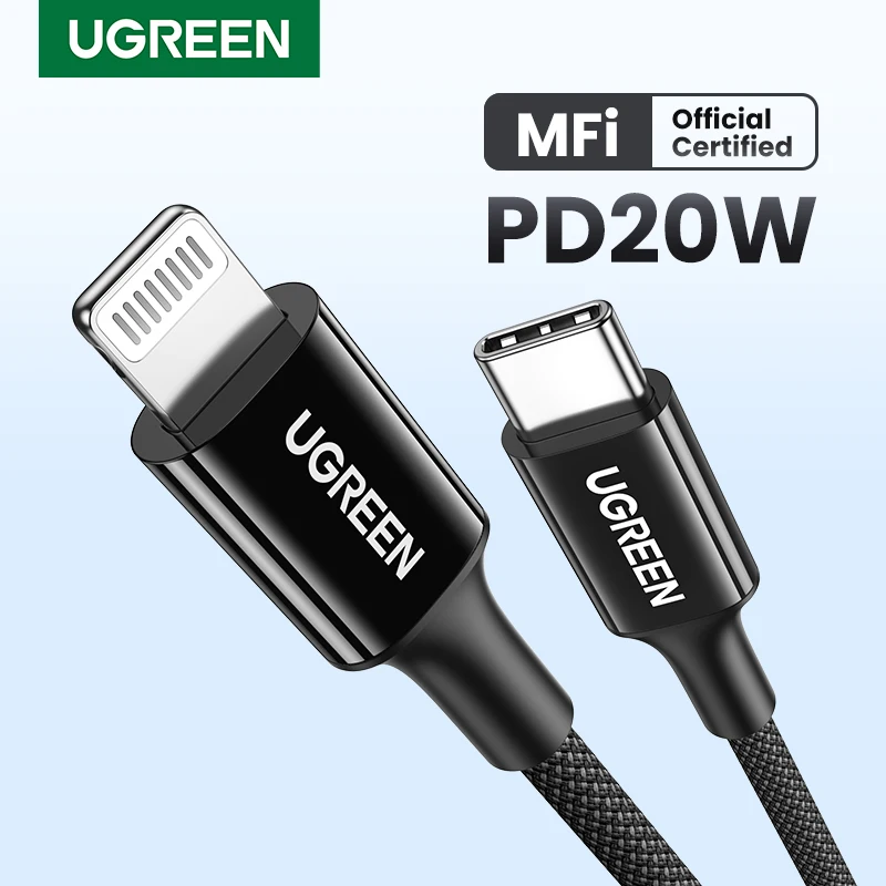 Ugreen MFi USB C to 라이트닝 케이블 PD 20W, 아이폰용, 아이폰 14, 13, 12 프로 맥스, 아이패드용