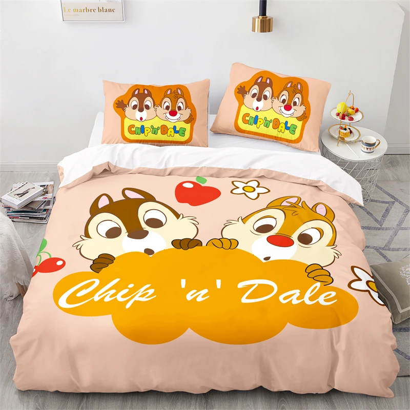 Cute Chip 'n' Dale Character Printed Duvet Cover Set Pillowcase Twin Full Queen King Cartoon 3d Bedding Set Bedclothes Bedding 