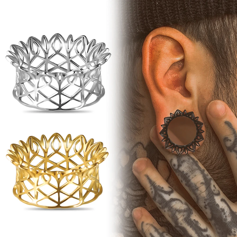 

Giga 2PCS New Breathing Ear Plugs Tunnels Gauges 0g-1 inch Stainless Steel Hollow Stretcher Body Piercing Expander Jewelry