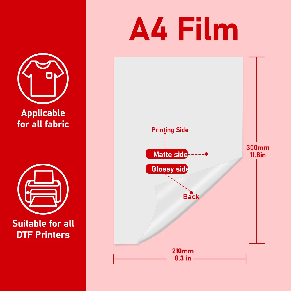 25/50/100 Sheets A4 DTF Transfer Film Paper 75U Thickness Transparent Double Sided Adhesive Film Transfer DTF Printing dtf transfer film