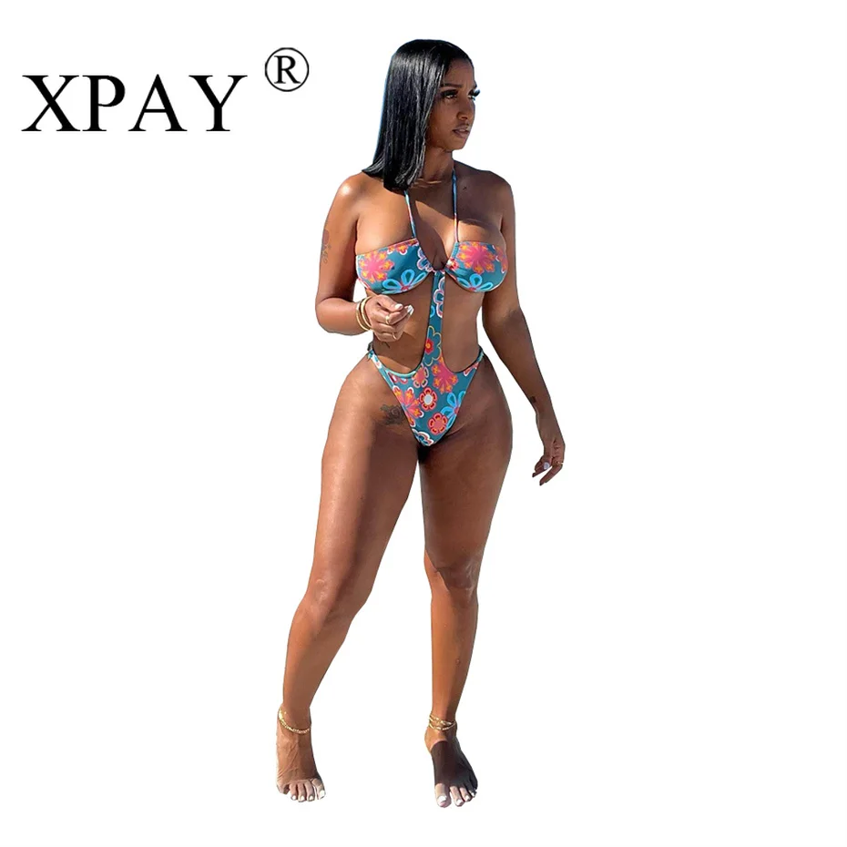 Sexy Swimsuit for Women Summer Beach Holiday Halter Printing Hollow Out Swimwear Backless Fashion Bulk Items Wholesale Lot X8867 |