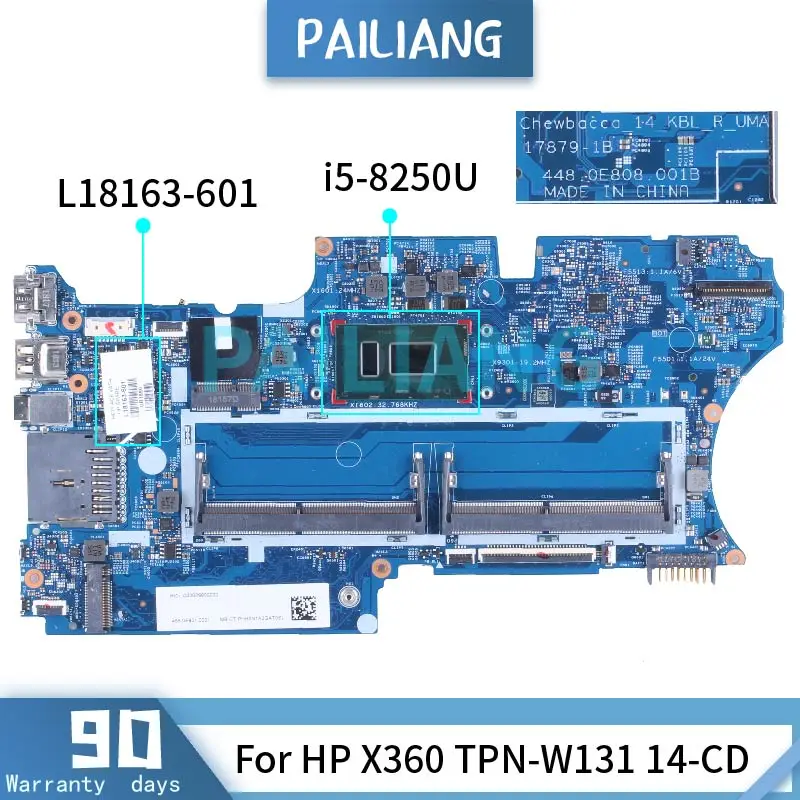 

For HP X360 TPN-W131 14-CD i5-8250U Laptop Motherboard L18163-601 17879-1B 448.0E808.001B SR3LA DDR4 Notebook Mainboard