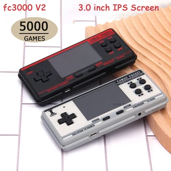 클래식 레트로 휴대용 게임 콘솔, 5000 게임 비디오 게임 플레이어 지원, 10 가지 포맷 IPS 스크린, 휴대용 드롭쉬핑, FC3000 V2