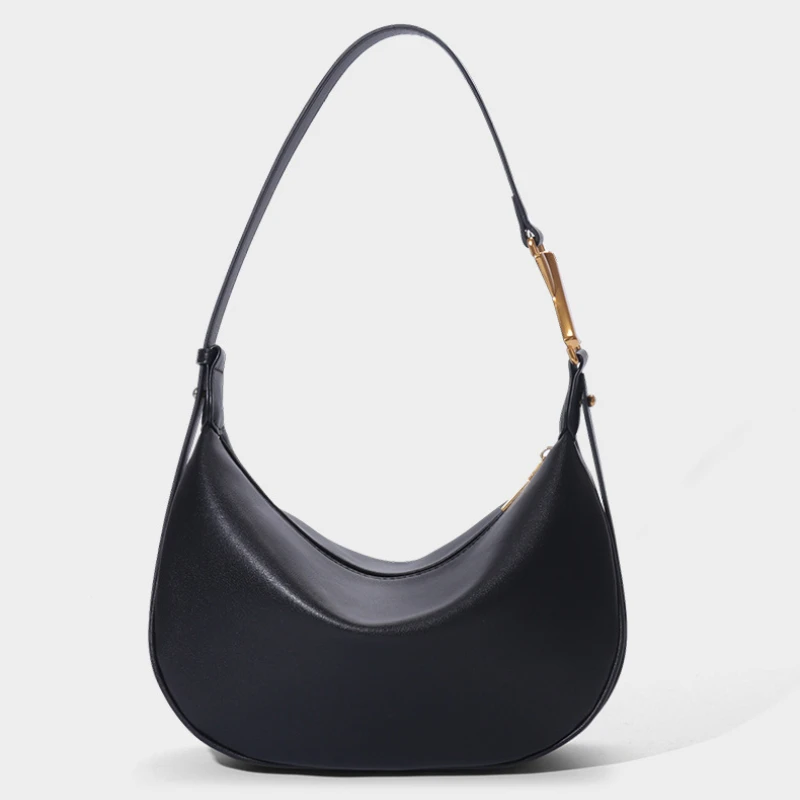2024 Fashion Ladies Hobo Shoulder Bag Genuine Cowhide Leather Leisure Soft Women's Handbag Niche Design Underarm Bag Purse