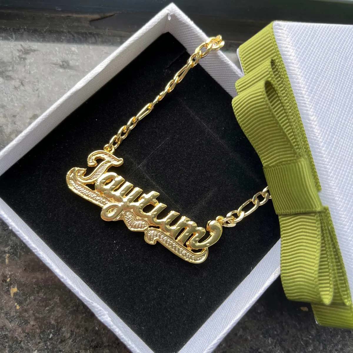 DUOYING Custom Nameplate Necklace Personalized 3D Double
