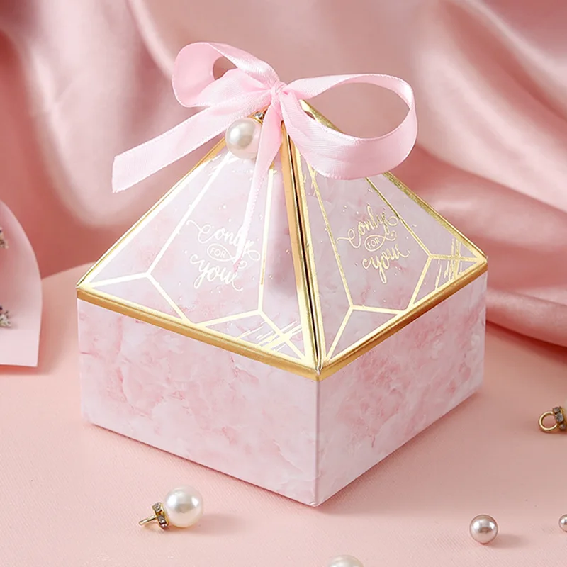 HTN - 50/100 Pezzi Di Carrelli Tagliati Al Laser Dolci Scatole Di Caramelle Bomboniere E Regali Con Nastro Per La Doccia Baby Shower Decorazione 8023370256138