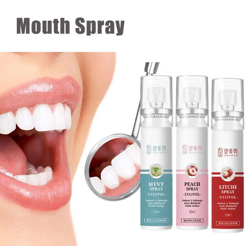 

20ml Fresh Mouth Spray Litchi Peach Flavor Freshener Portable Female Persistent Fragrance Deodorant Breath Spray Mouth Spray