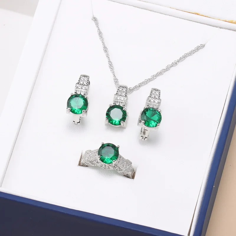 Wedding Bridal 925 Silver Zircon Green Jewelry Accessories Clip