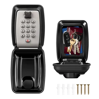 2024 New Combination Key Lock Box Wall Mounted Safe Outdoor Waterproof Rustproof Key Security Locker 4 Digit Combination 1
